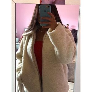 Urban Outfitters White Teddy Bear Zip up